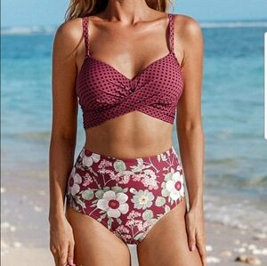 Women's Cupshe Polka Dot & Floral Bikini- Size S